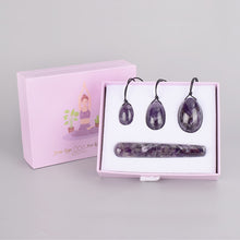 Load image into Gallery viewer, Natural Drilled Crystal Yoni Eggs And Wand Set
