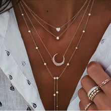 Load image into Gallery viewer, Vintage Crystal Geometry Star Moon Multi-level Pendants Necklaces Chokers
