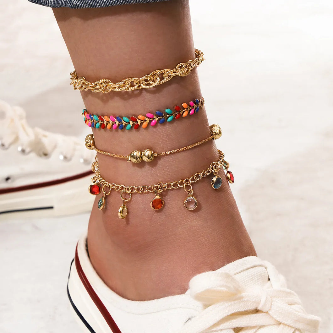 Bohemia Chain Ankle Bracelet Foot Jewelry Boho Starfish key butterfly Charm Anklet Set For Women Accessories - AwakenYourYoniverse AwakenYourYoniverse 31 AwakenYourYoniverse
