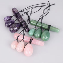Load image into Gallery viewer, Natural Drilled Crystal Yoni Eggs And Wand Set
