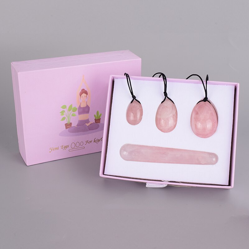 Natural Drilled Crystal Yoni Eggs And Wand Set