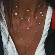 Load image into Gallery viewer, Vintage Crystal Geometry Star Moon Multi-level Pendants Necklaces Chokers
