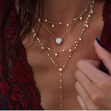 Load image into Gallery viewer, Vintage Crystal Geometry Star Moon Multi-level Pendants Necklaces Chokers
