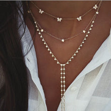 Load image into Gallery viewer, Vintage Crystal Geometry Star Moon Multi-level Pendants Necklaces Chokers
