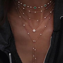 Load image into Gallery viewer, Vintage Crystal Geometry Star Moon Multi-level Pendants Necklaces Chokers

