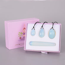 Load image into Gallery viewer, Natural Drilled Crystal Yoni Eggs And Wand Set

