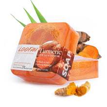 Load image into Gallery viewer, Handmade Loofah Soap - AwakenYourYoniverse AwakenYourYoniverse Loofah Turmeric AwakenYourYoniverse Natural Cleansing Soaps
