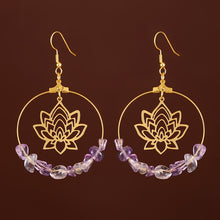 Load image into Gallery viewer, Hoop Lotus Quartz Crystal Hoop Earrings
