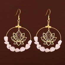 Load image into Gallery viewer, Hoop Lotus Quartz Crystal Hoop Earrings
