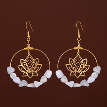 Load image into Gallery viewer, Hoop Lotus Quartz Crystal Hoop Earrings
