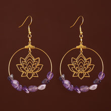 Load image into Gallery viewer, Hoop Lotus Quartz Crystal Hoop Earrings
