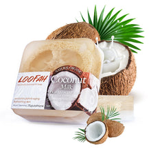 Load image into Gallery viewer, Handmade Loofah Soap - AwakenYourYoniverse AwakenYourYoniverse Loofah Coconut Milk AwakenYourYoniverse Natural Cleansing Soaps

