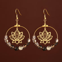 Load image into Gallery viewer, Hoop Lotus Quartz Crystal Hoop Earrings
