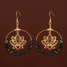 Load image into Gallery viewer, Hoop Lotus Quartz Crystal Hoop Earrings
