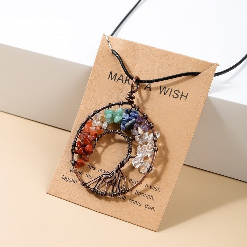 Seven Chakras Tree Of Life Pendant Necklace