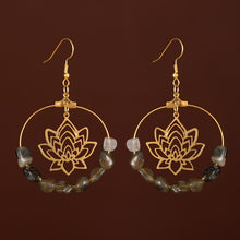 Load image into Gallery viewer, Hoop Lotus Quartz Crystal Hoop Earrings
