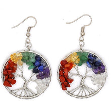 Load image into Gallery viewer, Natural 7 Chakra Stone Tree of Life Earrings - AwakenYourYoniverse AwakenYourYoniverse AwakenYourYoniverse
