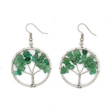 Load image into Gallery viewer, Natural 7 Chakra Stone Tree of Life Earrings - AwakenYourYoniverse AwakenYourYoniverse Green Aventrine AwakenYourYoniverse
