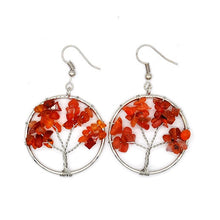 Load image into Gallery viewer, Natural 7 Chakra Stone Tree of Life Earrings - AwakenYourYoniverse AwakenYourYoniverse Red Agate AwakenYourYoniverse
