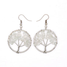 Load image into Gallery viewer, Natural 7 Chakra Stone Tree of Life Earrings - AwakenYourYoniverse AwakenYourYoniverse Clear Quartz AwakenYourYoniverse

