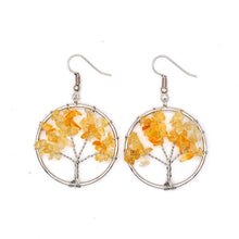 Load image into Gallery viewer, Natural 7 Chakra Stone Tree of Life Earrings - AwakenYourYoniverse AwakenYourYoniverse Citrine AwakenYourYoniverse
